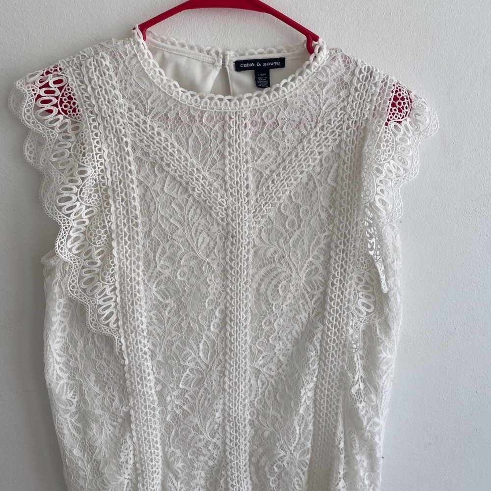 CeCe & Brooke White Lace Top